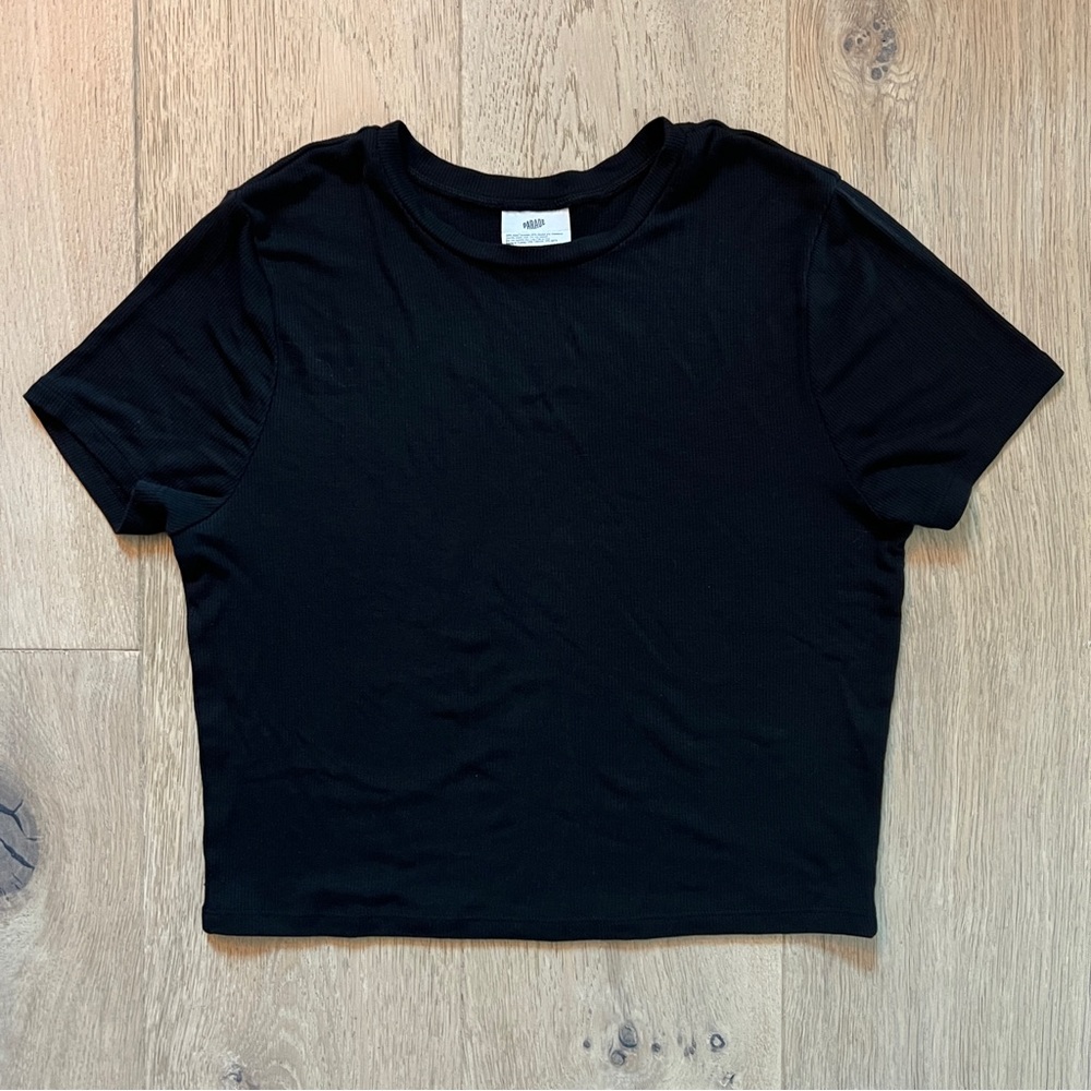 Black Ribbed Baby Tee